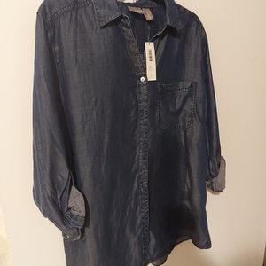 Denim button front tunic